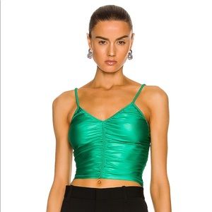 ALEXANDER WANG RUCHED JERSEY CAMI, SZ L GREEN